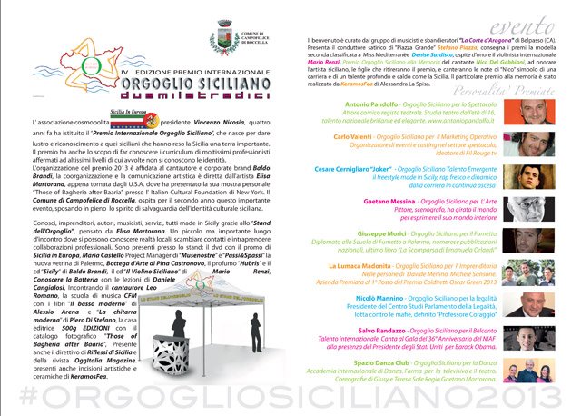 Pieghevole Premio Orgoglio Siciliano 2013